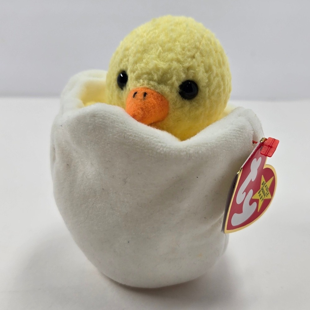 Ty Beanie Baby Eggbert the Chick in Egg Shell Plush Yellow Bird 1999 Vintage